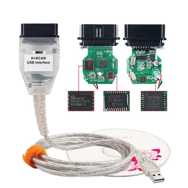 OBDII USB diagnostiskt gränssnitt för BMW K+DCAN med CD-drivrutin, omfattande diagnos