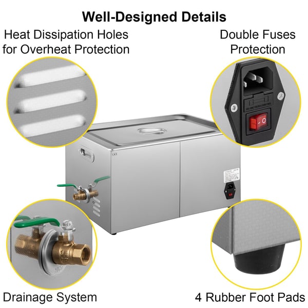 22L 40kHz 480W digital ultraljudsrengörare, djuprengöring, justerbar tid/temperatur, humaniserad design, bred applikation