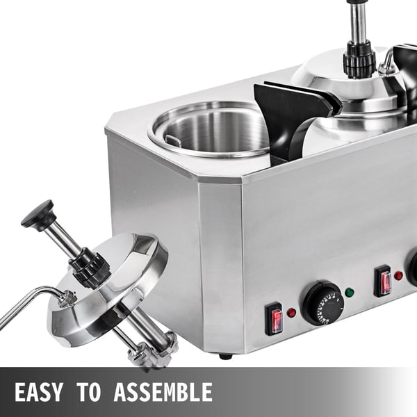 1300W 30-110°C 5L multifunktionell elektrisk Nacho ostvärmare dispenser med 2 pumpar, stor kapacitet, lätt att använda och rengöra