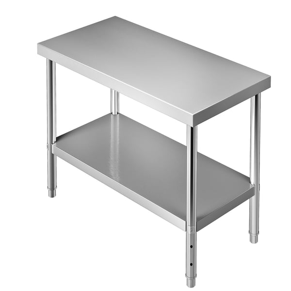 122x46x86cm 250kg bärande arbetsförberedande bord i rostfritt stål med justerbar underhylla, humaniserad design, lätt att montera 122x46x86cm 250kg bärande arbetsförberedande bord i rostfritt stål med justerbar underhylla, humaniserad design, lätt att montera