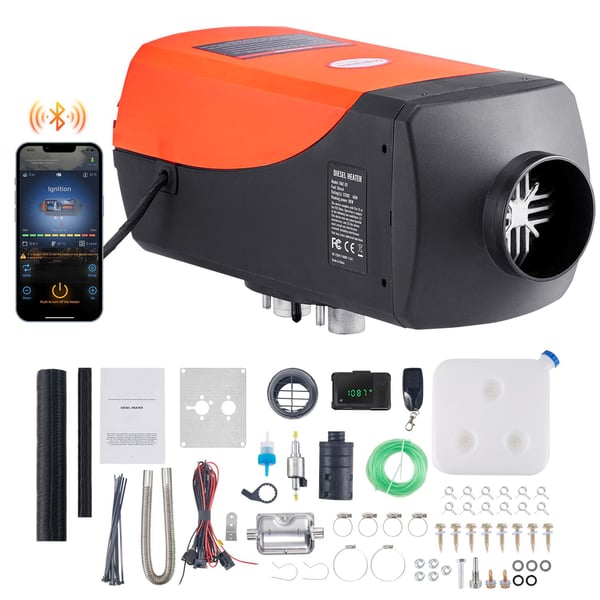 5kW 12V effektiv dieselluftvärmare med Bluetooth-anslutning, LCD och fjärrkontroll, låg energiförbrukning, överhettningsskydd