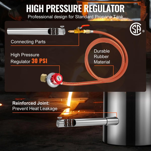 6kg propan metallsmältugn med kompletta tillbehör, stor kapacitet, rostfritt stålkonstruktion och genomtänkt design