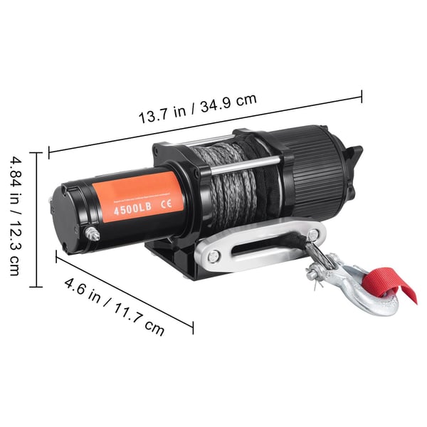 4500 lbs 12V elektrisk vinsch med trådlös fjärrkontroll, ren kopparmotor, IP55 vattentät, högkvalitativ kabel, för olika fordon