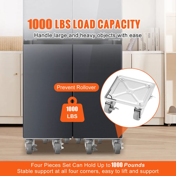 4st 1000 lbs lastkapacitet 360° roterande möbelflyttare kit, robust konstruktion, säker design, lätt att använda