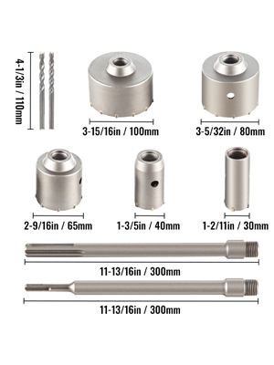 4-i-1 30mm till 100mm murad hålsåg kit med verktygslåda för de flesta borrhammare, högkvalitativt material, bred applikation
