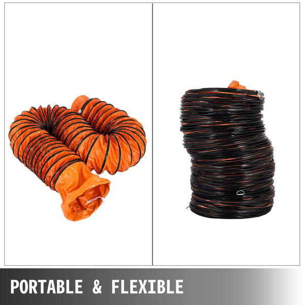 7,6m dia-300mm flexibel PVC-kanalslang för ventilation, högkvalitativt material, förstärkt design, lätt att vika och fälla ut