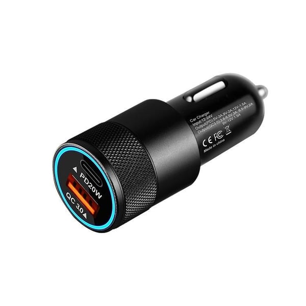 38W Dobbel Billader 20W USB-C & 18W USB-A QC3.0