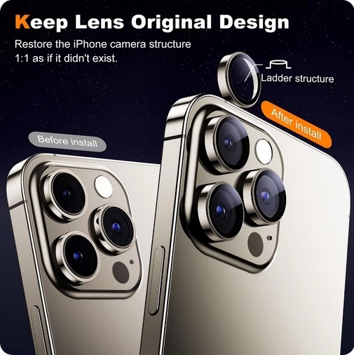 2-Pack iPhone 16 Pro Max Kamera linsecover Hærdet glas - Sort Titanium