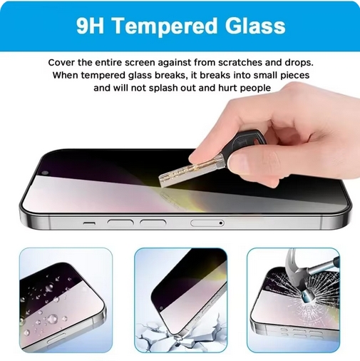 2-Pack iPhone 16 Pro Privacy Skjermbeskytter - Anti-spion herdet glass