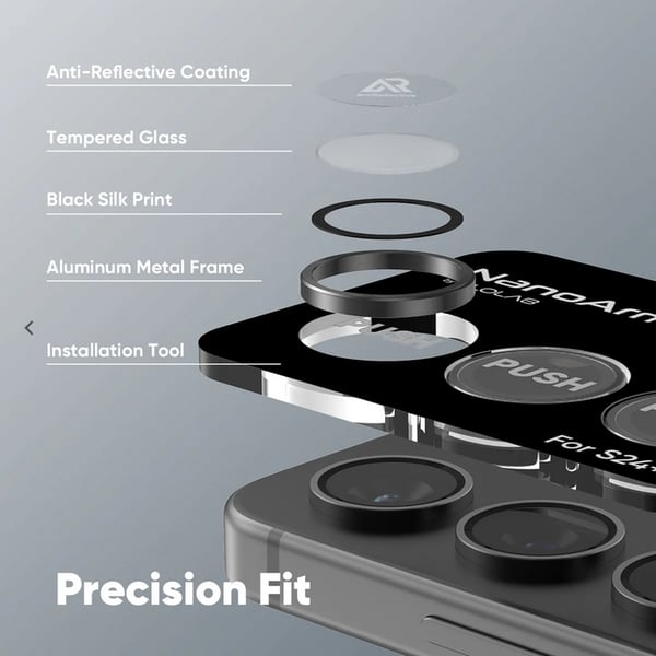 2-pakning Samsung S25 kameralinsebeskytter herdet glass - svart