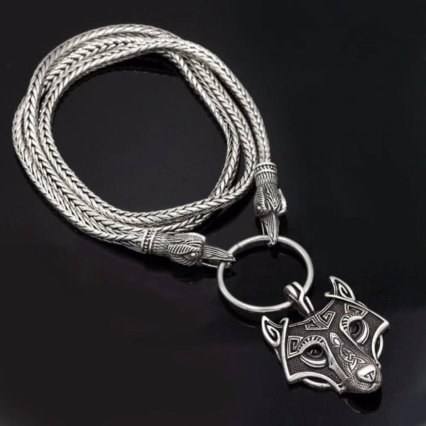 Wolf Viking Raven Heads halsbandshänge rostfritt stål