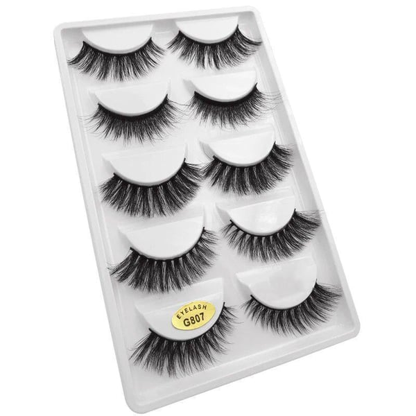 5 par falske øyevipper - 3D faux mink (G-807)