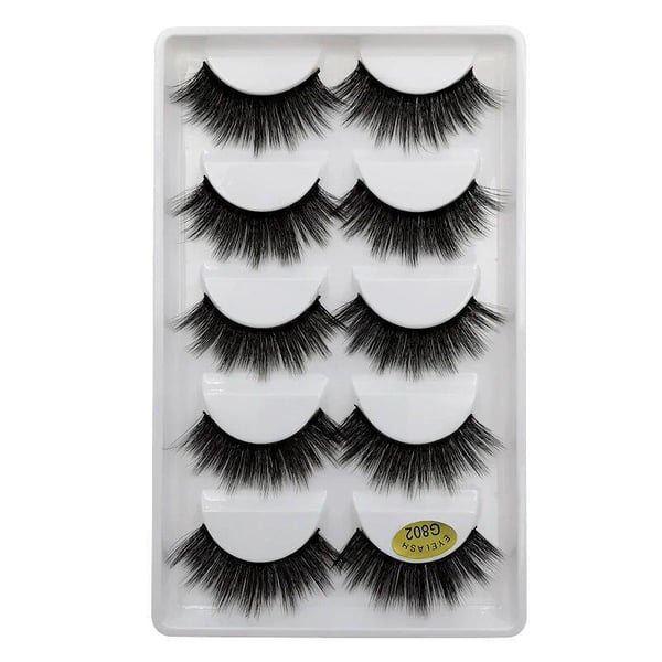 5 par falske øyevipper - 3D faux mink (G-802)
