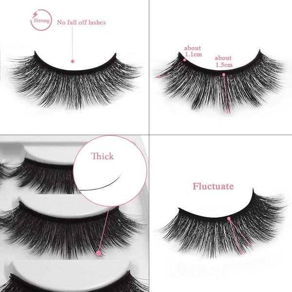 5 par falske øyevipper - 3D faux mink (G-802)