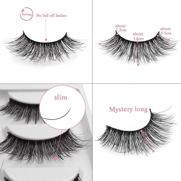 5 par falske øyevipper - 3D faux mink (G-801)