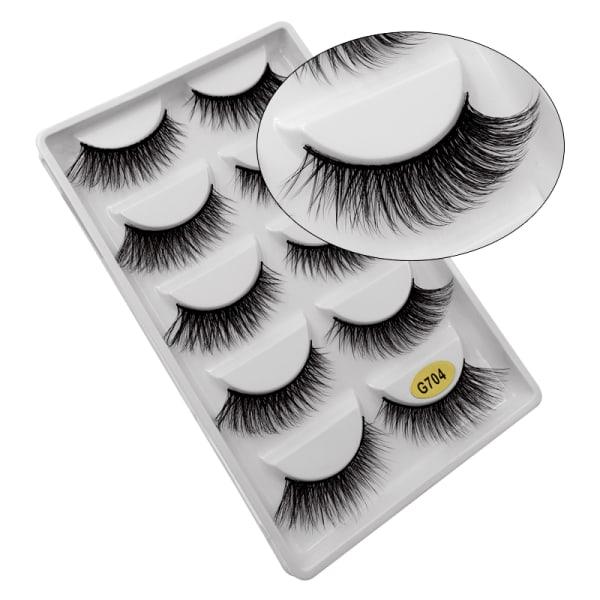 5 par falske øyevipper - 3D faux mink (G-704)