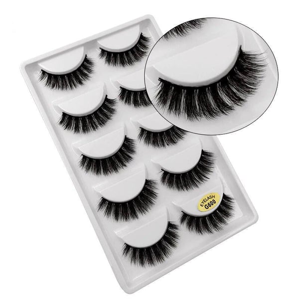 5 par falske øyevipper - 3D faux mink (G-600)