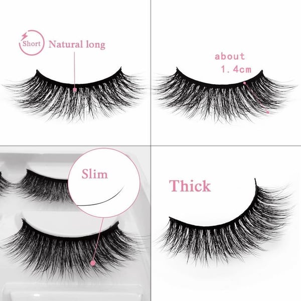 5 par falske øyevipper - 3D faux mink (G-601)
