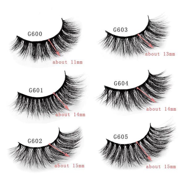 5 par falske øyevipper - 3D faux mink (G-604)