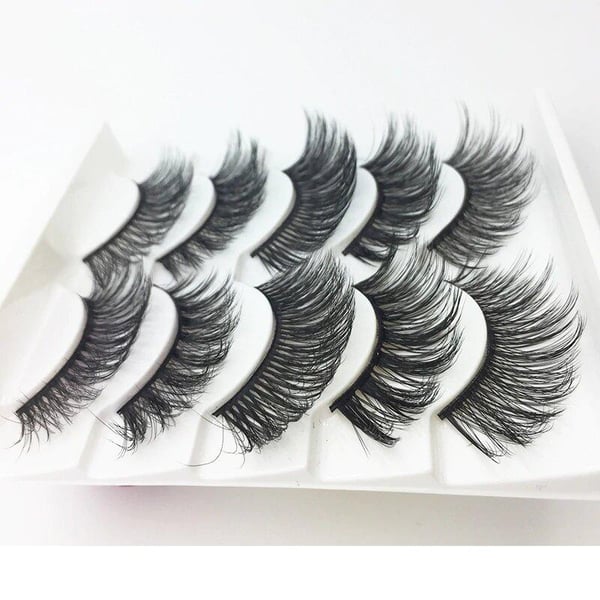 5 par falske øyevipper - 3D faux mink (G-55)