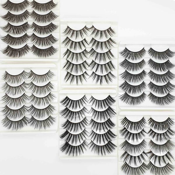 5 par falske øyevipper - 3D faux mink (G-51)