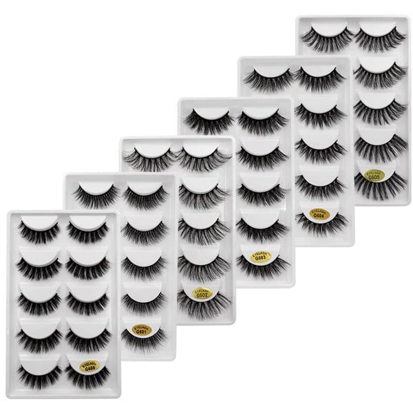 5 par falske øyevipper - 3D faux mink (G-604)