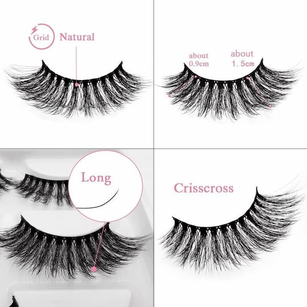 5 par falske øyevipper - 3D faux mink (G-605)