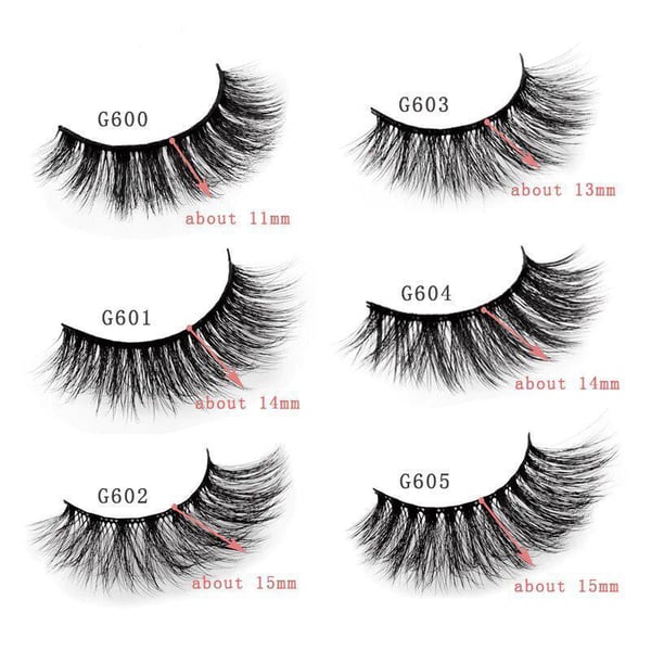 5 par falske øyevipper - 3D faux mink (G-605)