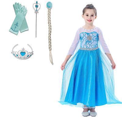 Elsa princess klänning + 4 extra tilbehör