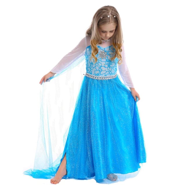 Elsa princess klänning + 4 extra tilbehör