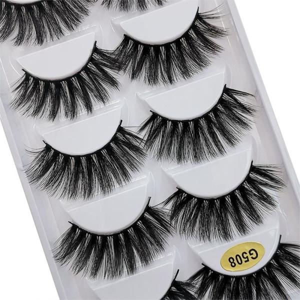 5-par falske øjenvipper - 3D faux mink (G-508)
