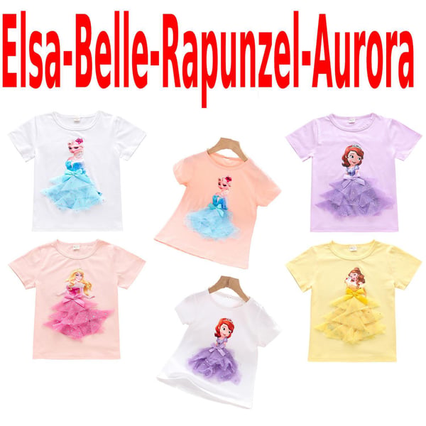Prinsesse sommer 3D T-shirts & bukser-Elsa-Belle-Rapunzel-Aurora