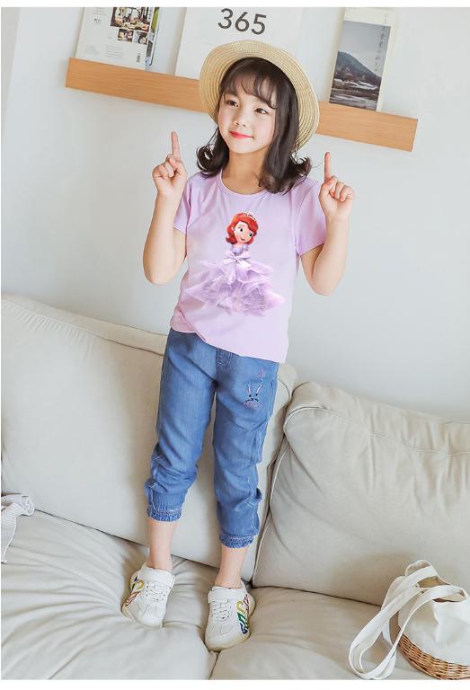 Prinsesse sommer 3D T-shirts & bukser-Elsa-Belle-Rapunzel-Aurora