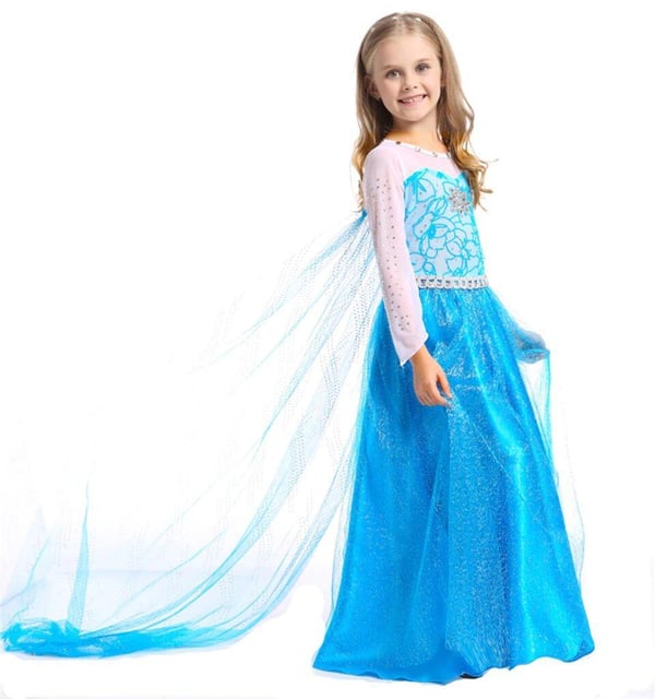 Elsa princess klänning + 4 extra tilbehör