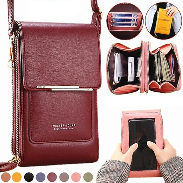 Crossbody skuldertaske til kvinder Mobiltelefon, kortholder pung