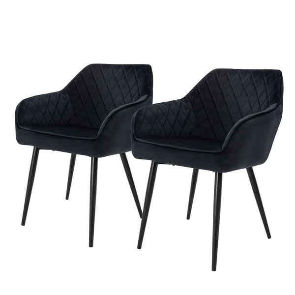 Ruokailutuolin 2 kpl musta samettiverhoilu metallijaloilla sis. kokoonpanomateriaalin ML-Design