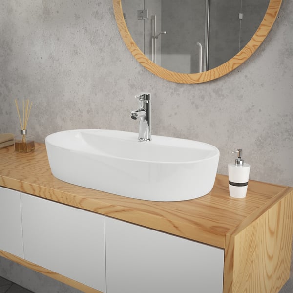 Ovalt tvättställ utan bräddavlopp 60x40x12 cm vit keramik ML-Design Ovalt tvättställ utan bräddavlopp 60x40x12 cm vit keramik ML-Design