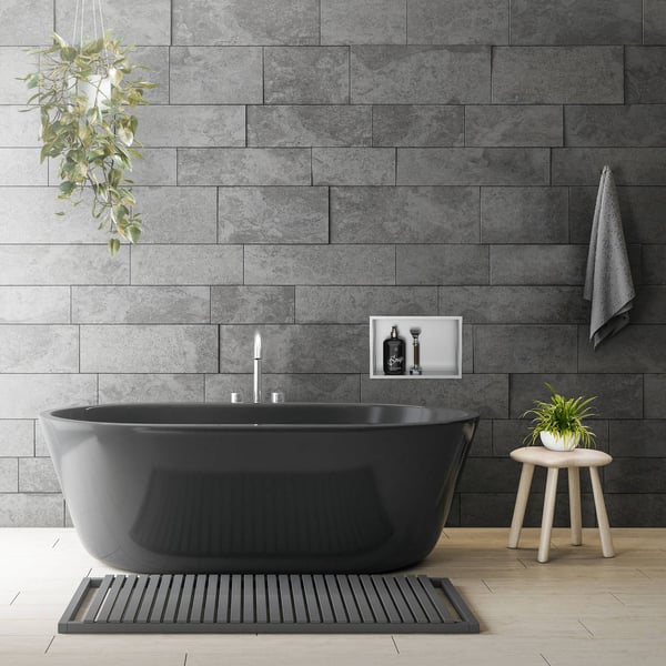 Brusebakke 30x20 cm sølv rustfrit stål væg niche Brusebakke LuxeBath