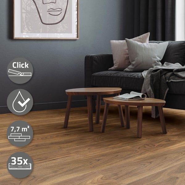 7,5 m² Click vinylgulv eg 4,2 mm slidlag brun gulvbelægning PVC-laminat