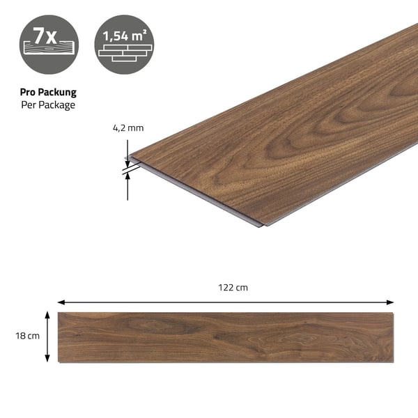 7,5 m² Click vinylgulv eg 4,2 mm slidlag brun gulvbelægning PVC-laminat