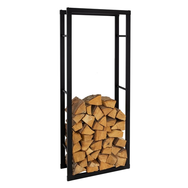 Polttopuuteline 60x150x25 cm musta metalli ML design