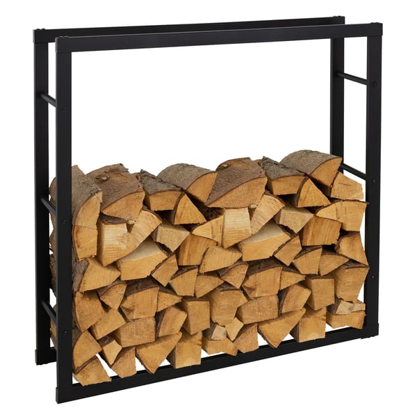 Polttopuuteline 100x100x25 cm musta metalli ML design