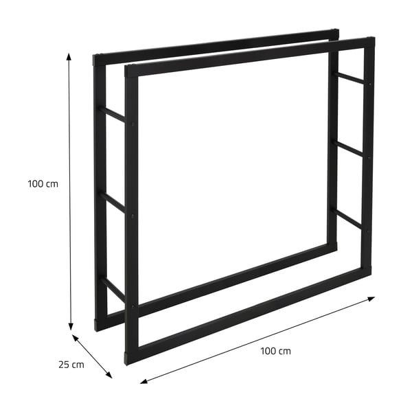Polttopuuteline 100x100x25 cm musta metalli ML design