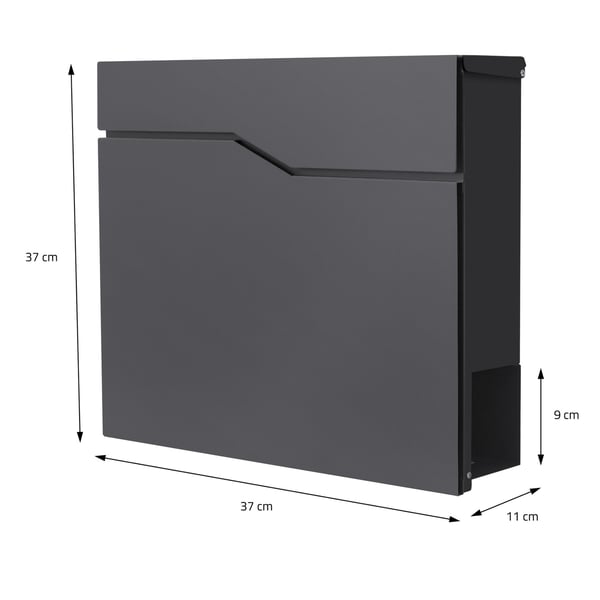 Sokkelbrevkasse med avisrum 37x37x11 cm antracit rustfrit stål ML design