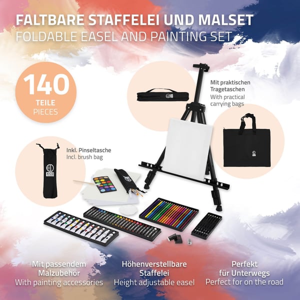 Premium staffeli, der kan udvides op til 156 cm, med malesæt 140 dele