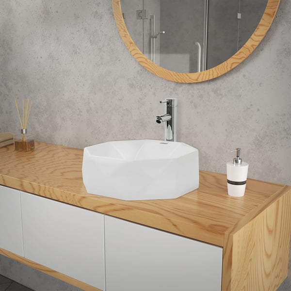 Håndvask inkl. afløbssæt uden overløb Ø 42x13,5 cm hvid keramik ML design
