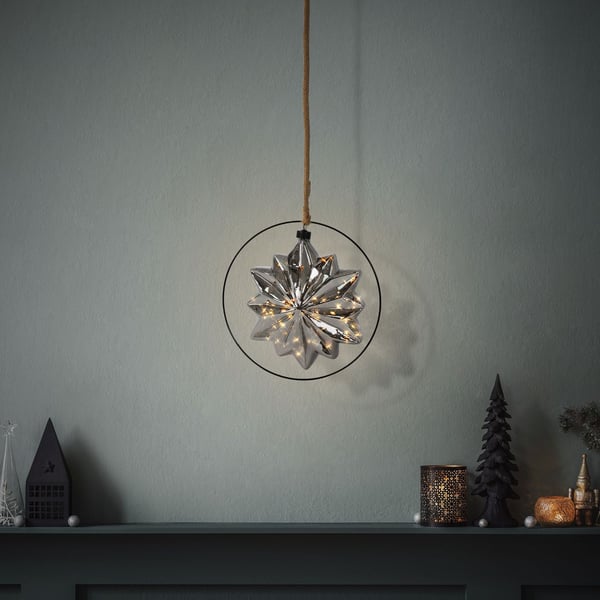 LED-julestjerne Ø18 cm grå metal med varmhvide LED'er