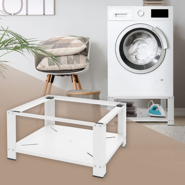 Vaskemaskinebase med hylde 63x54 cm hvid stål ML-design