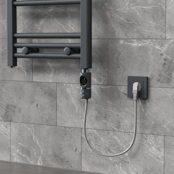 Varmeelement 600W antracit med termostat og LCD-skærm ML-design