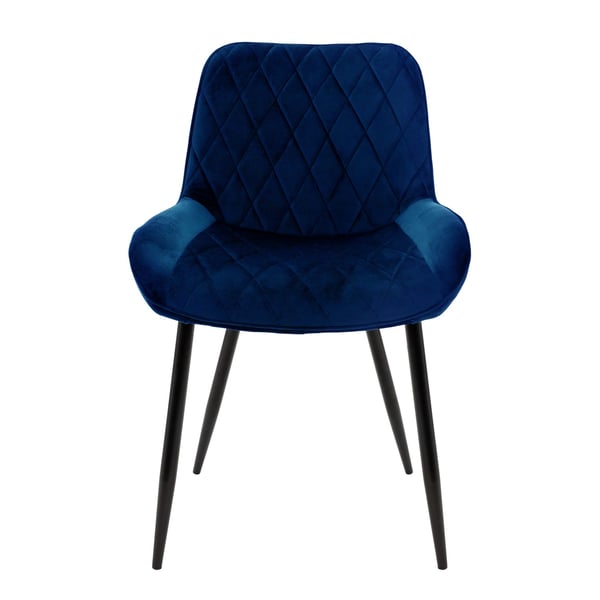 Sæt med 4 spisestuestole Stuestole Køkkenstol Mørkeblå velour
